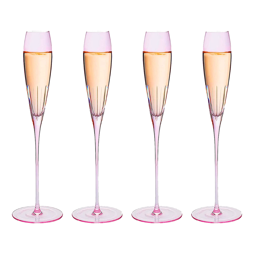 Parisian Performance Glassware French Paris Collection Crystal  Pink Glasses, Red & White Wines For Weddings Present Everyday Anniversary  (Iridescent Wine 2 set): Wine Glasses