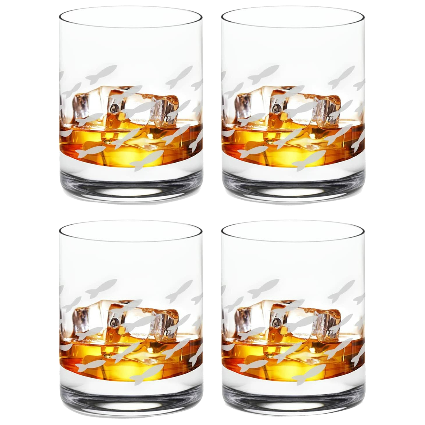 Fish Old Fashion Drinking Glasses, Fish Glasses For White and Red