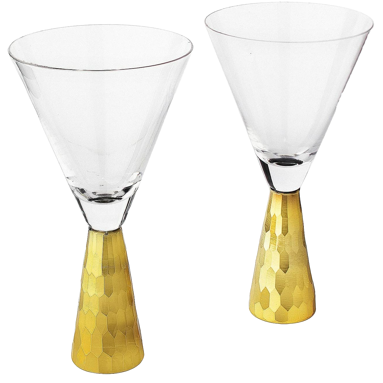 The Wine Savant Diamond Studded Martini Glasses Set of 2 Gold