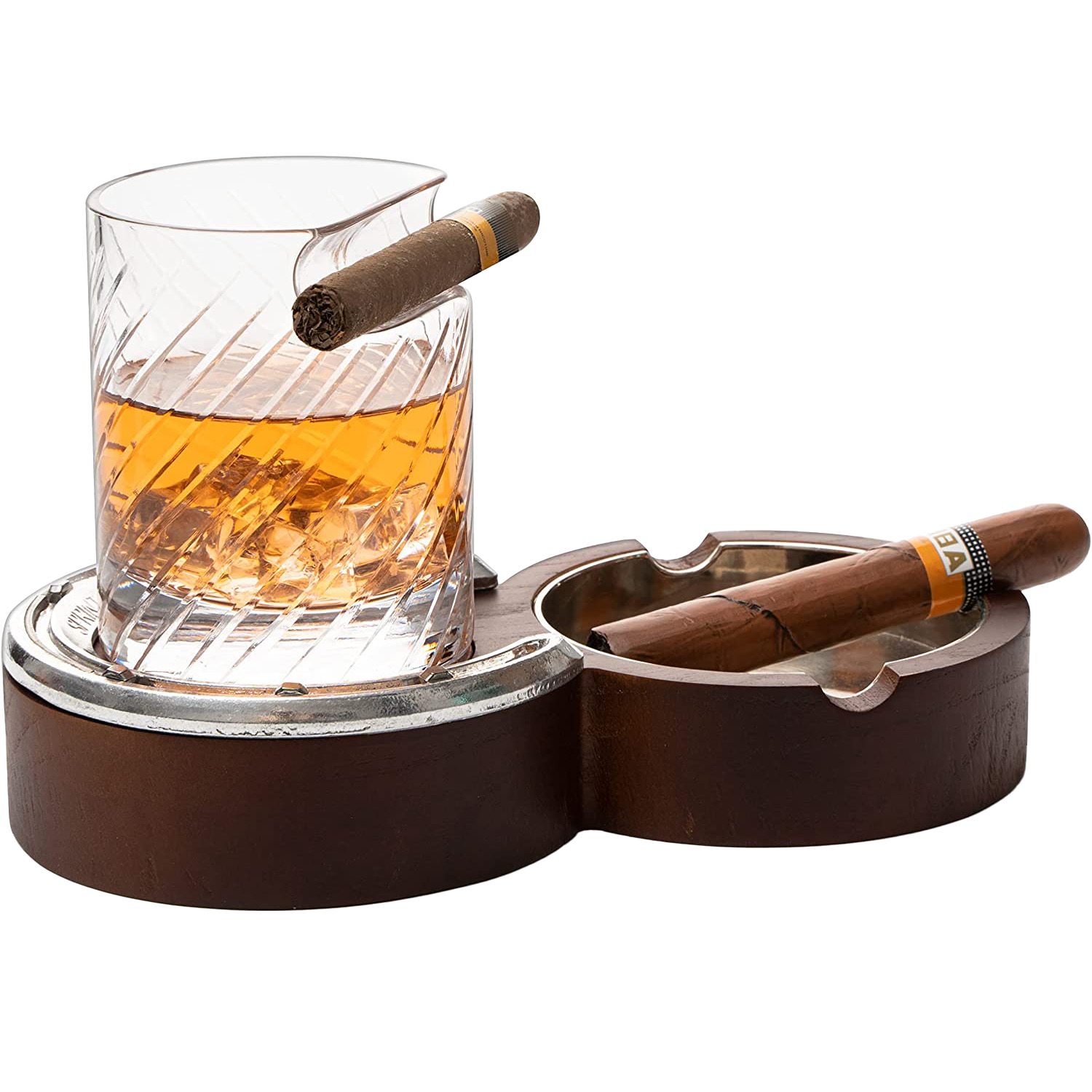 The Wine Savant Luxurious Cigar Glass - In A Leather Horseshoe Storage