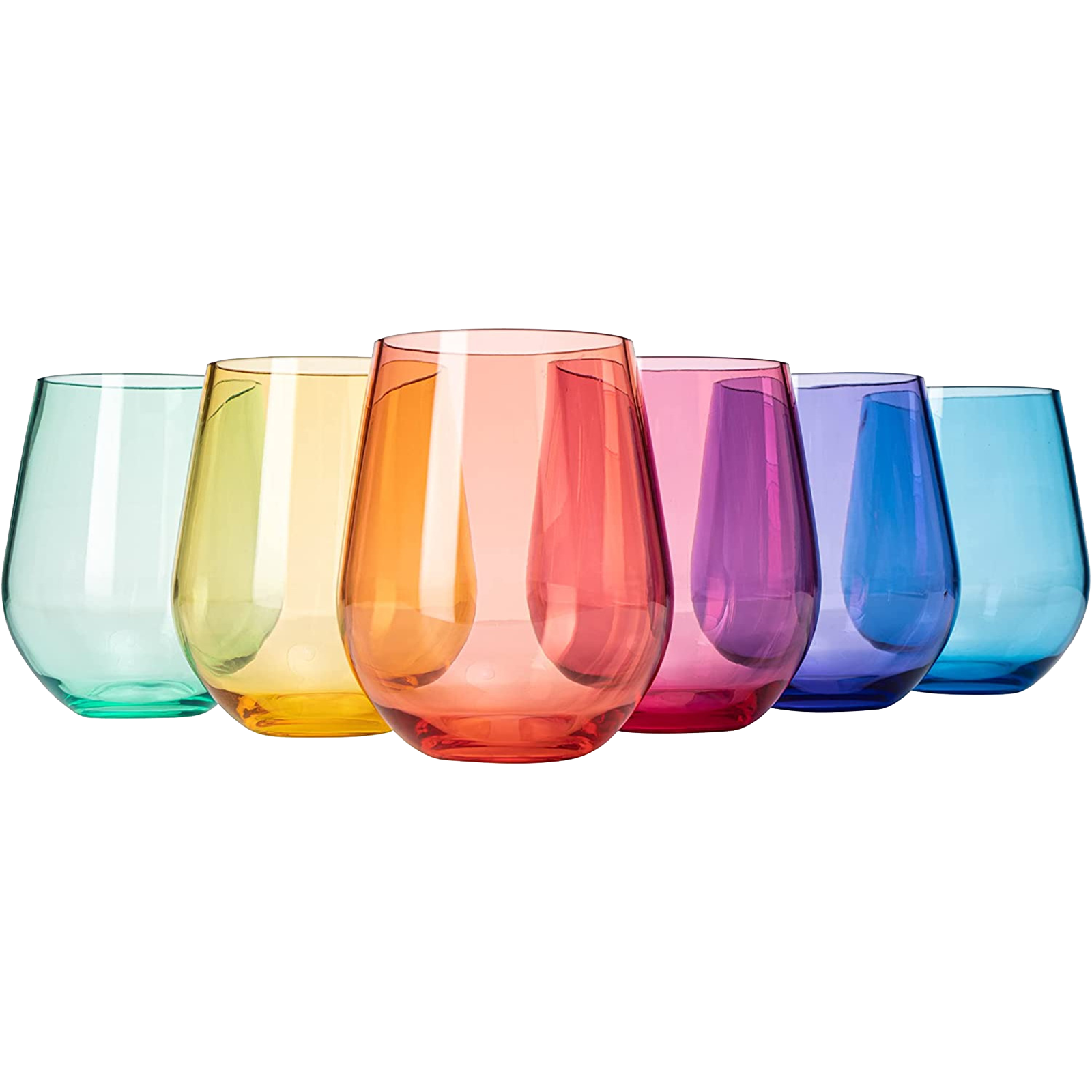 Crystal Clear Plastic Stemless Unbreakable Shatterproof Wine Glass Set of 4