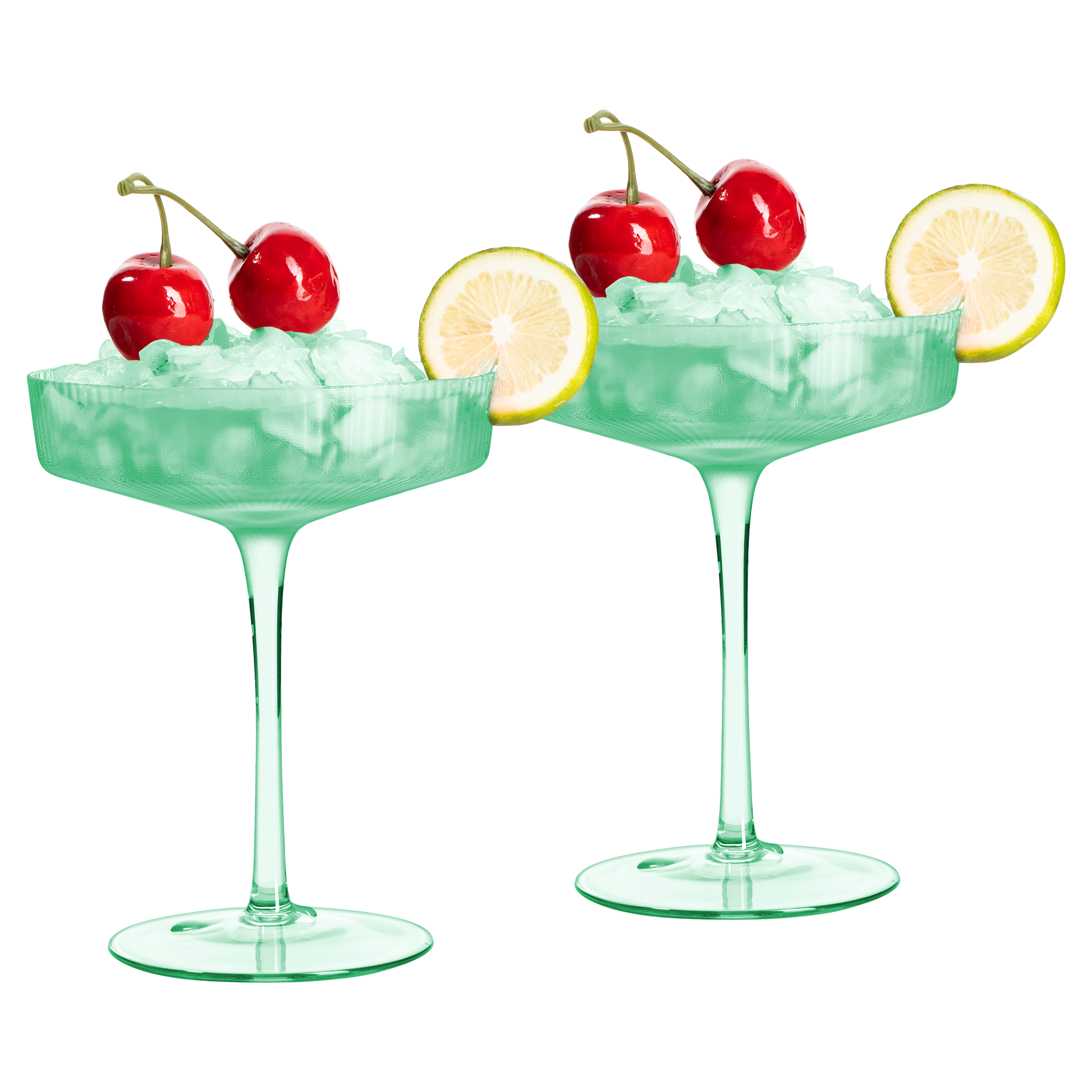 Ribbed Coupe Cocktail Glasses 8 oz, Set of 2