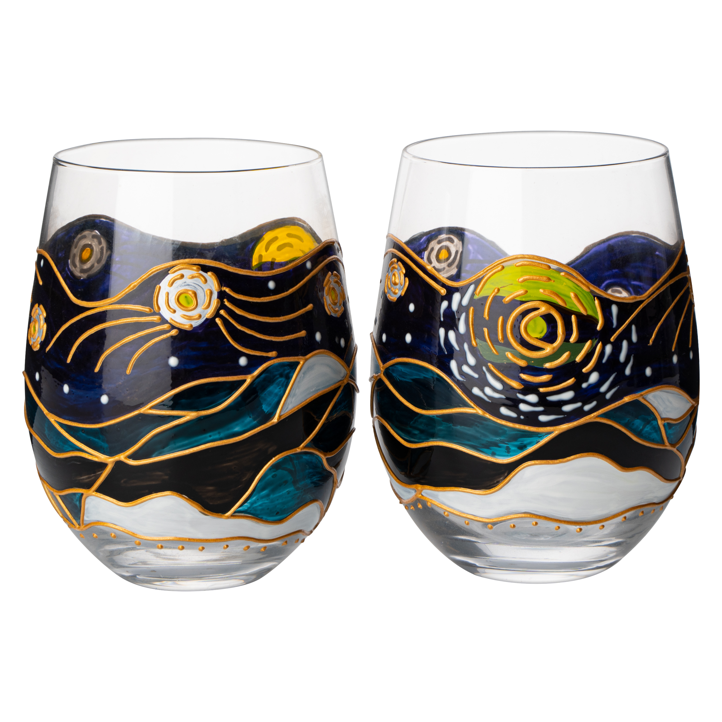 2 Spirits By Vincent Van Gogh 6.5 Tall Drinking Glasses Features Artwork