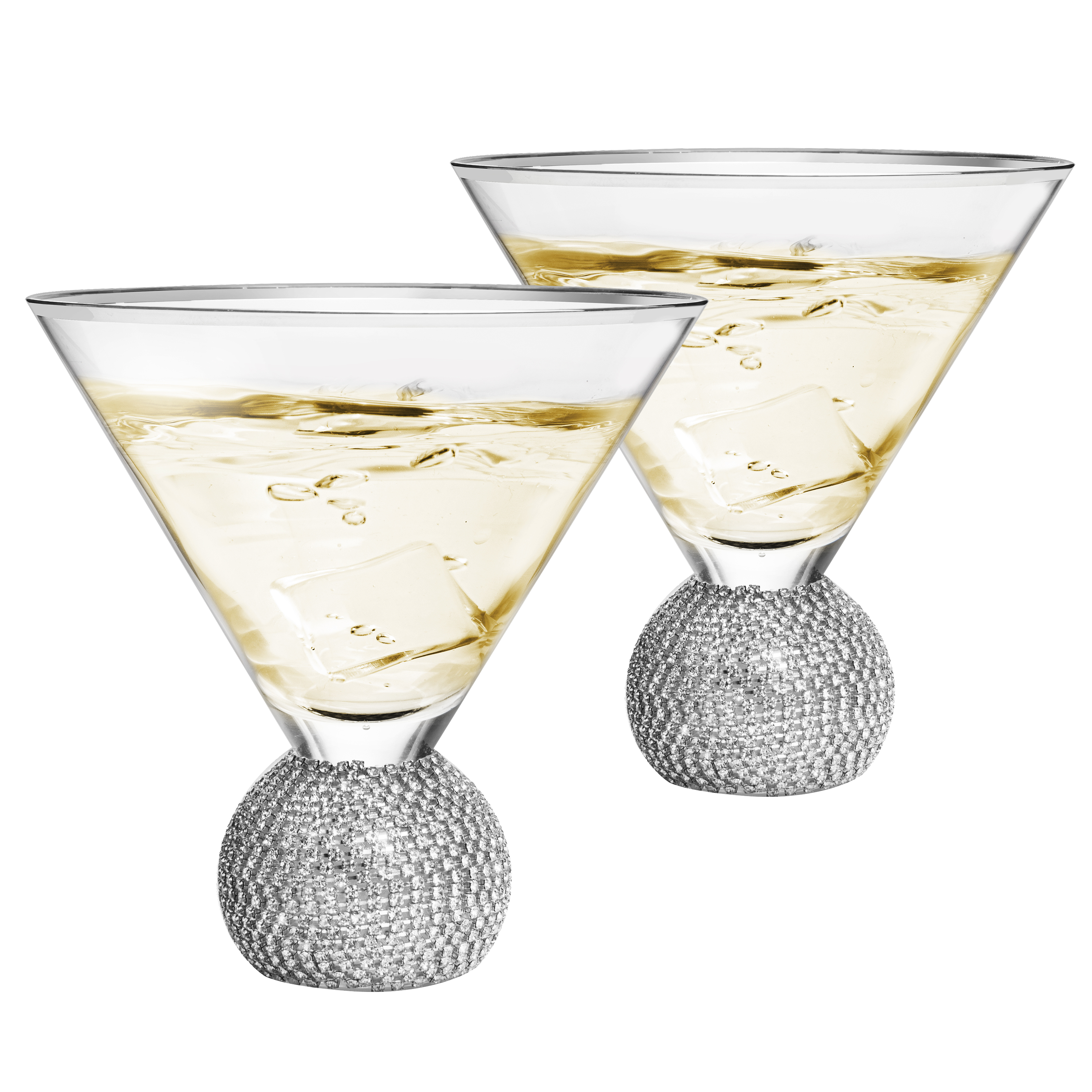 Red Gold Bling Martini Glasses, Set of 2