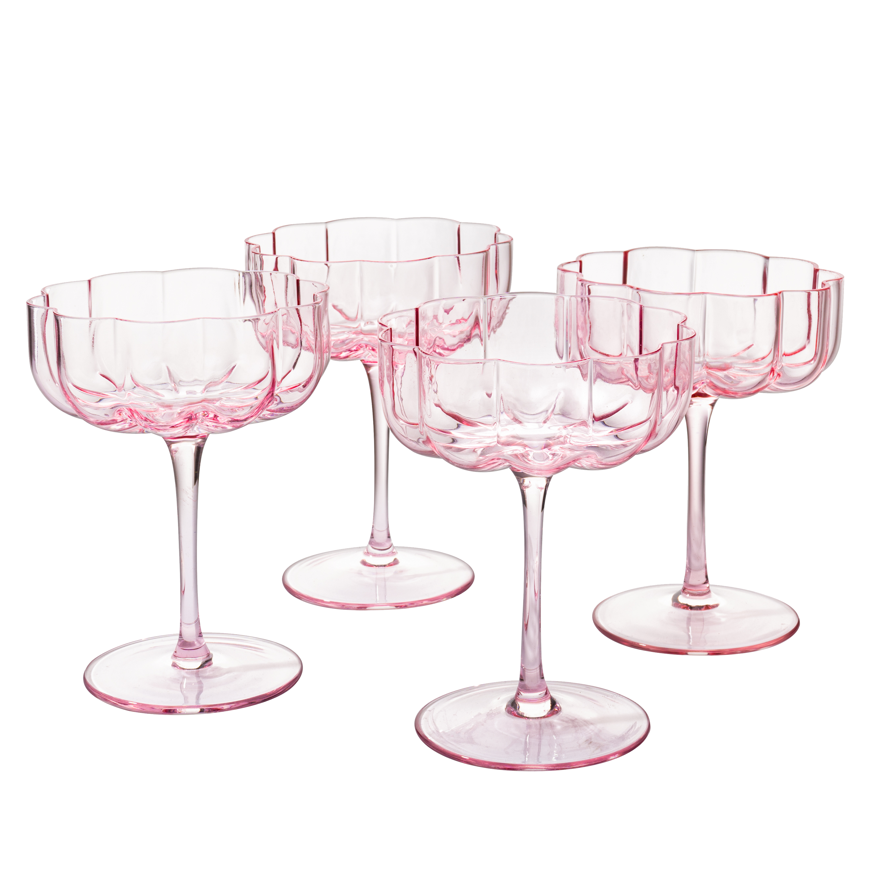 The Wine Savant Flower Vintage Glass Coupes 7oz Colorful Cocktail, Mar