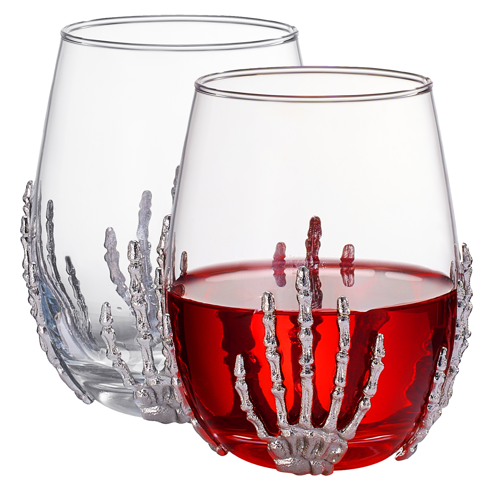 Stemless Wine Glass 17oz His and Hers Set of 2 