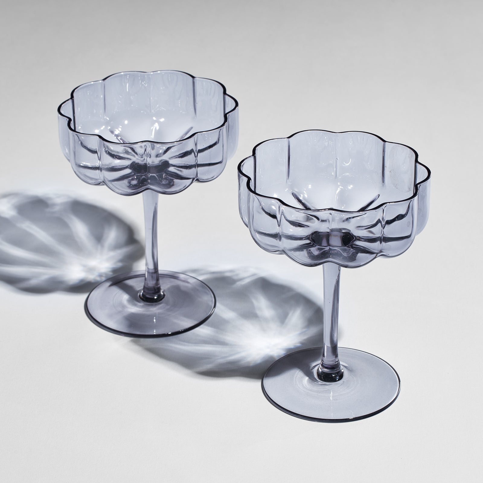 Flower Vintage Wavy Petals Wave Glass Coupes 7oz