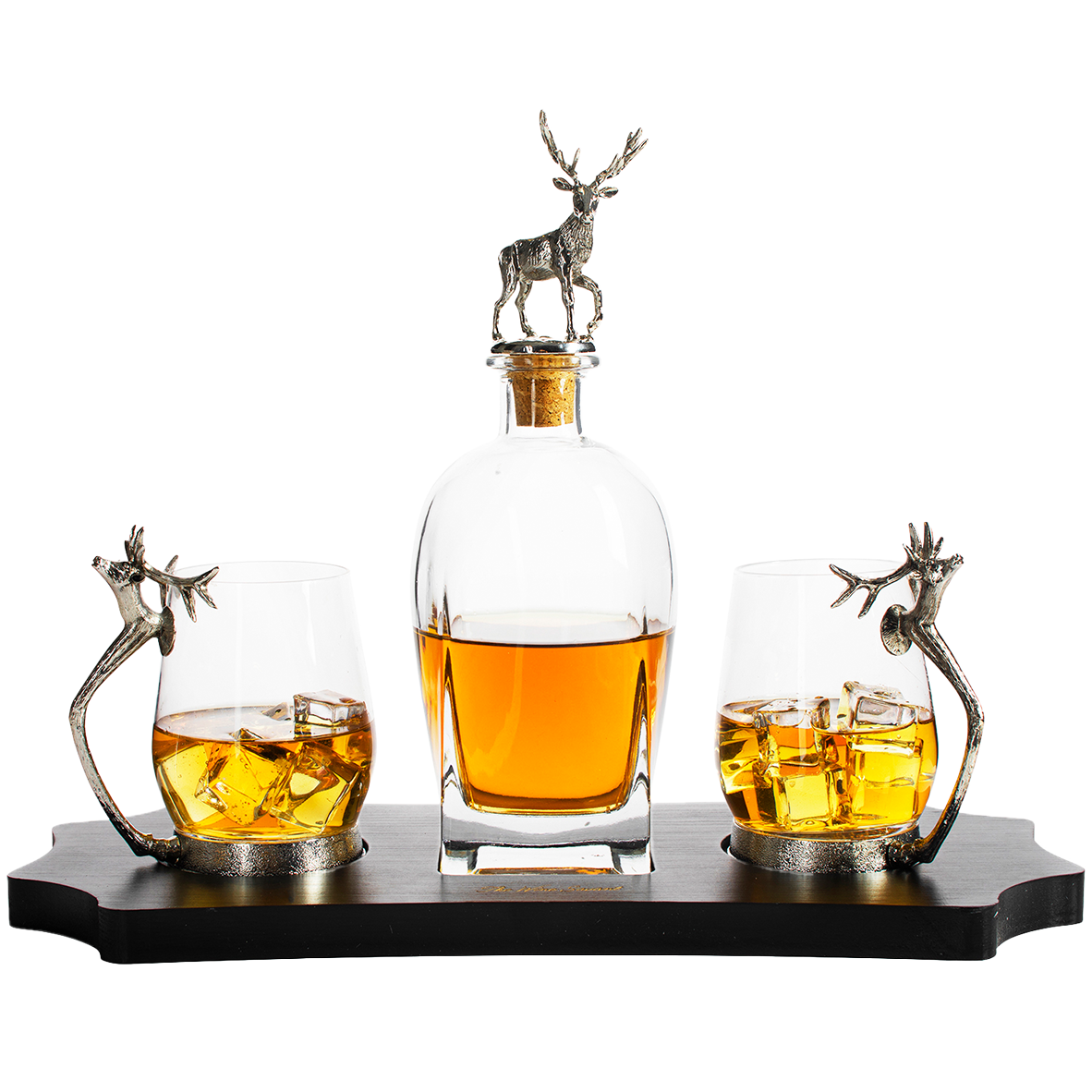 The Wine Savant Whiskey Stag Decanter Set with 2 Stag Glasses - Elegant Liquor Decanter Gift Set
