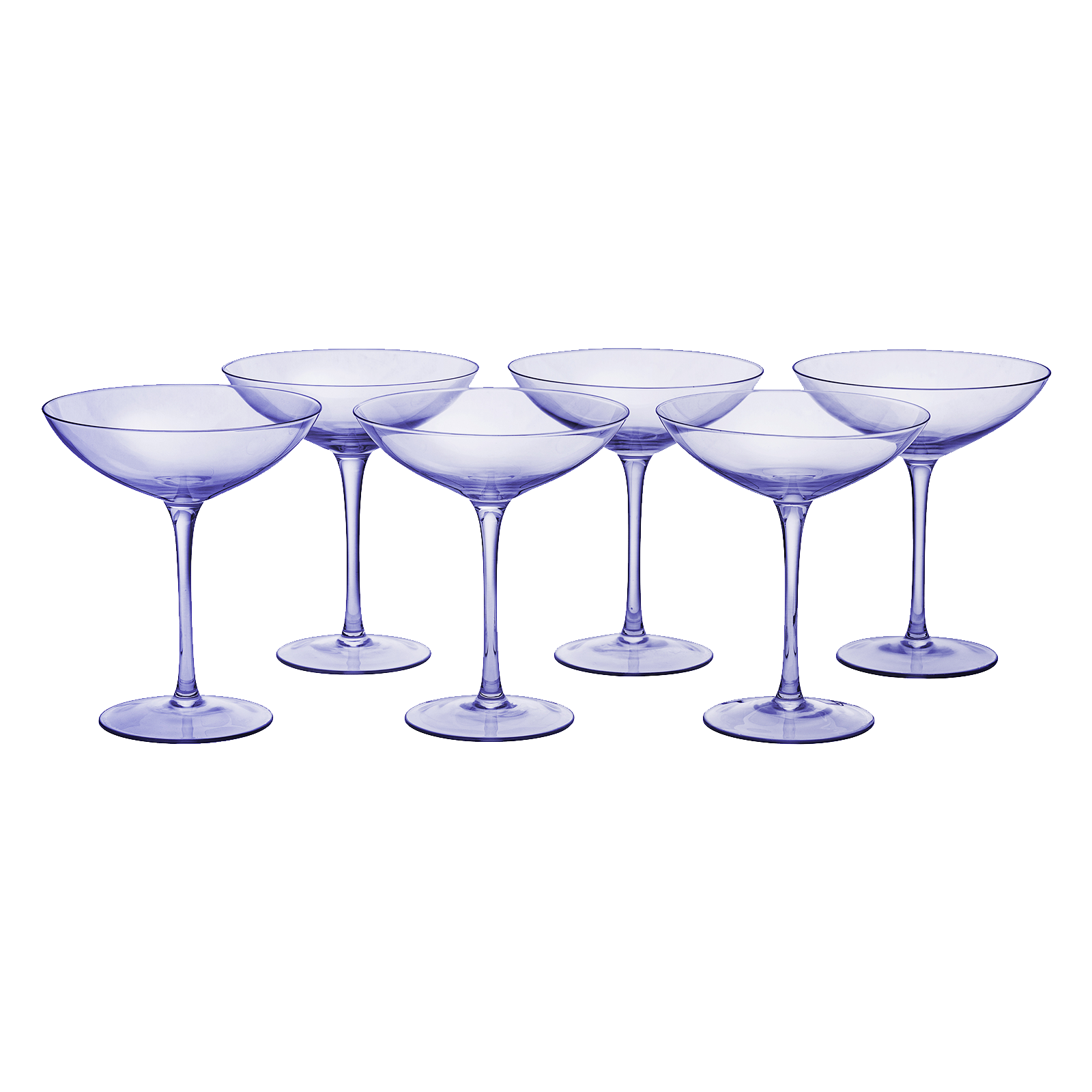 Lavender Champagne Coupes 12oz Set of 6 by The Wine Savant - Colored C