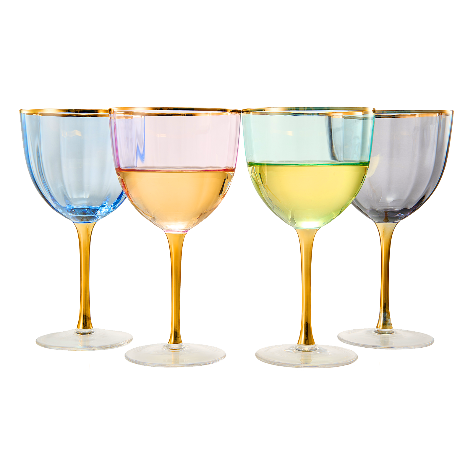 Vintage Crystal Wine Goblets, Set of 4 Large Glasses, Water Goblet