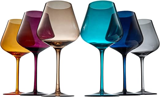 Bestbling Pewter Decorative Crystal Wine Glass Enamel Fancy Wine Glass for  Household Decoration, Set of 2
