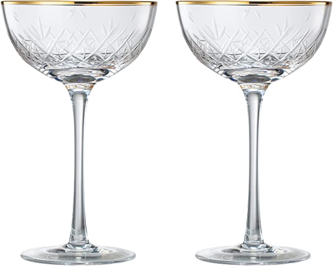 Vintage Crystal Coupe Glasses, Set of 2, Clear Radiance - Champagne,  Martini, Cocktails - Hand Blown…See more Vintage Crystal Coupe Glasses, Set  of 2
