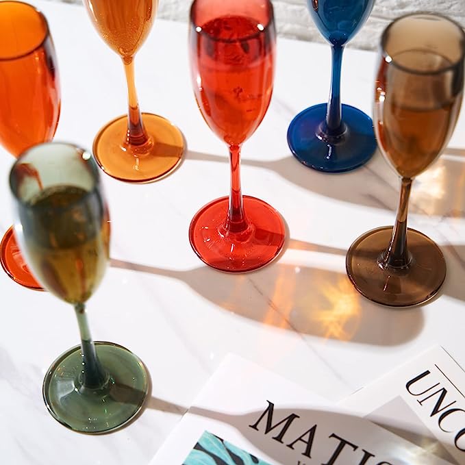 The Wine Savant Champagne Flutes Glasses Set of 4 - Luster Iridescent –  Alrossa