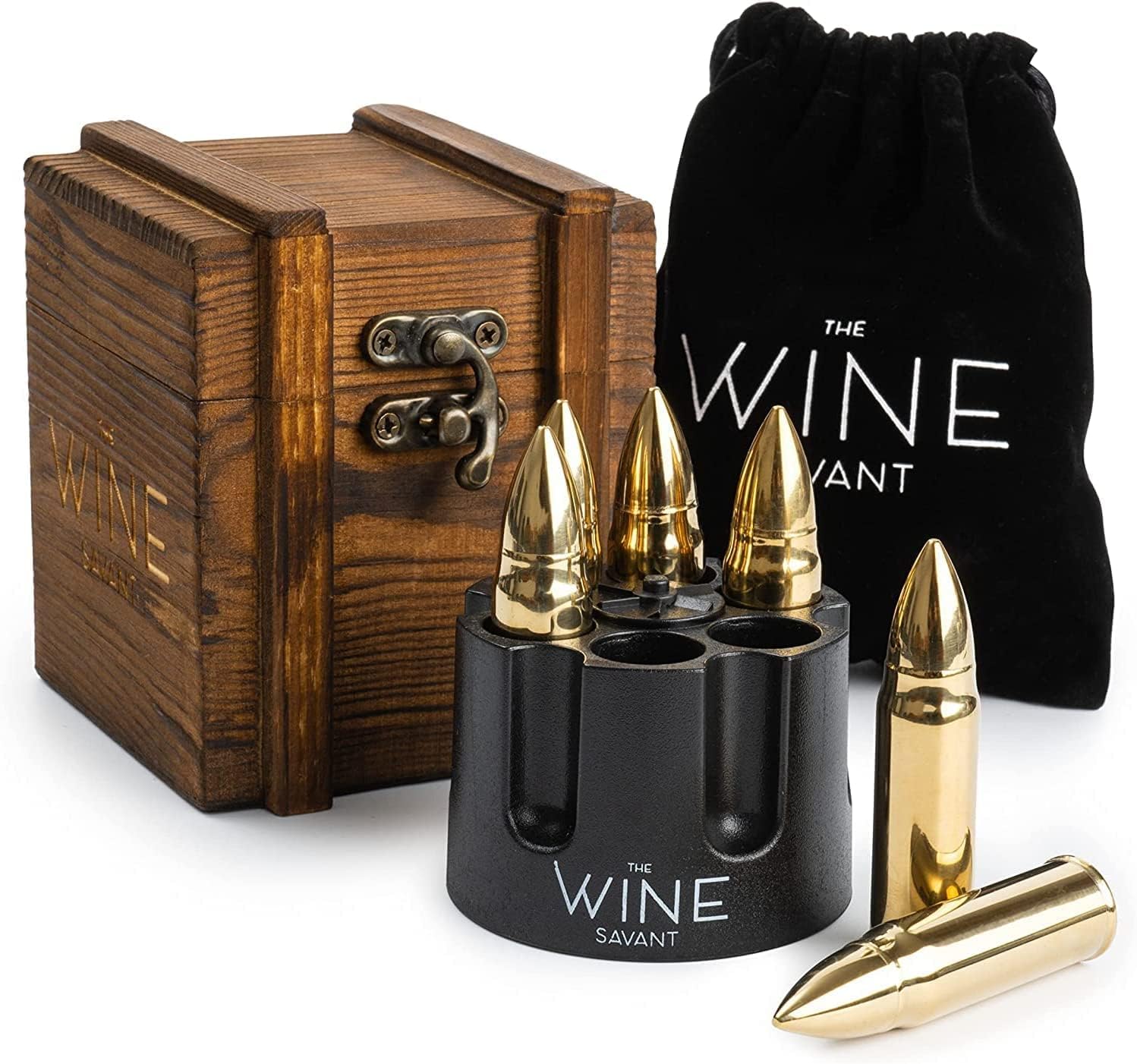 Whiskey Glasses And Bullet Whiskey Stones Set In Unique Ammo Box