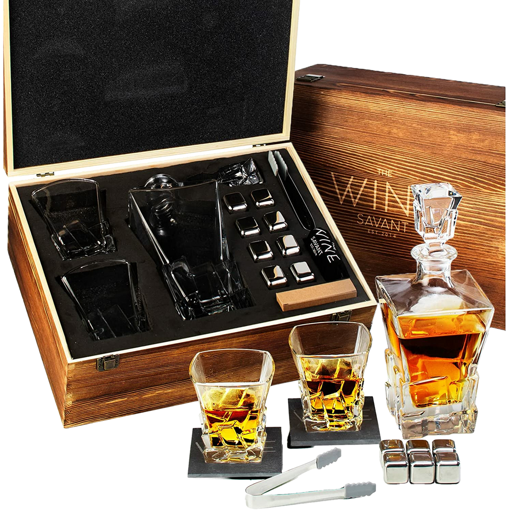 Luxurious Bar Gift Set - 2 Whiskey Glasses + 10 Bullets Chilling Stain –  The Wine Savant