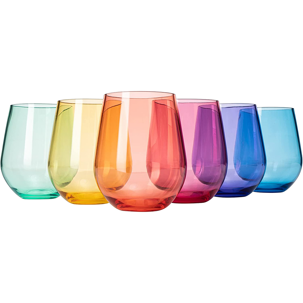 Wine Enthusiast Brilliance! Shatterproof Tritan Outdoor Stemless Wine  Glasses (Clear or Assorted Color) (Set of 6)