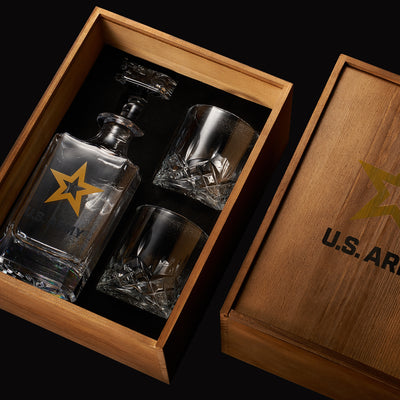 Army Whiskey Decanter Gift Set | 730mL Decanter 2 Whiskey Glass | Military Gifts for Loved Ones Serving For Our Country - Army, Navy, Airforce - Father's Day, Birthday, Housewarming - Men, Dad, Him