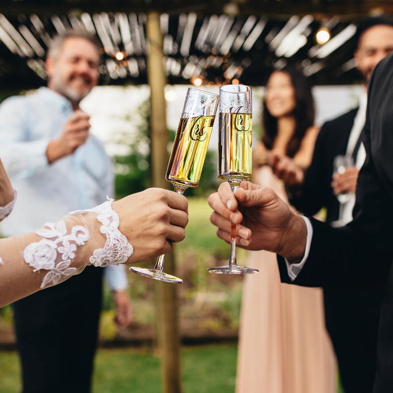 Wedding, Bridal Mr & Mrs Champagne Flutes Gift | Set of 2 | Crystal Champagne Flutes for Him and Her, Valentine&