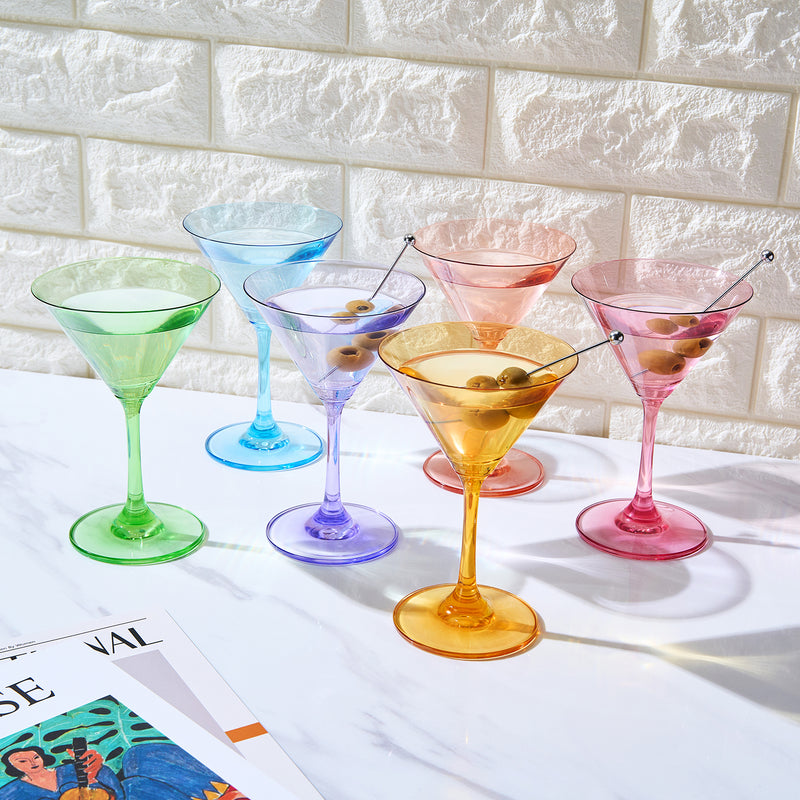 Colored Martini Glasses Set of 6 Lav