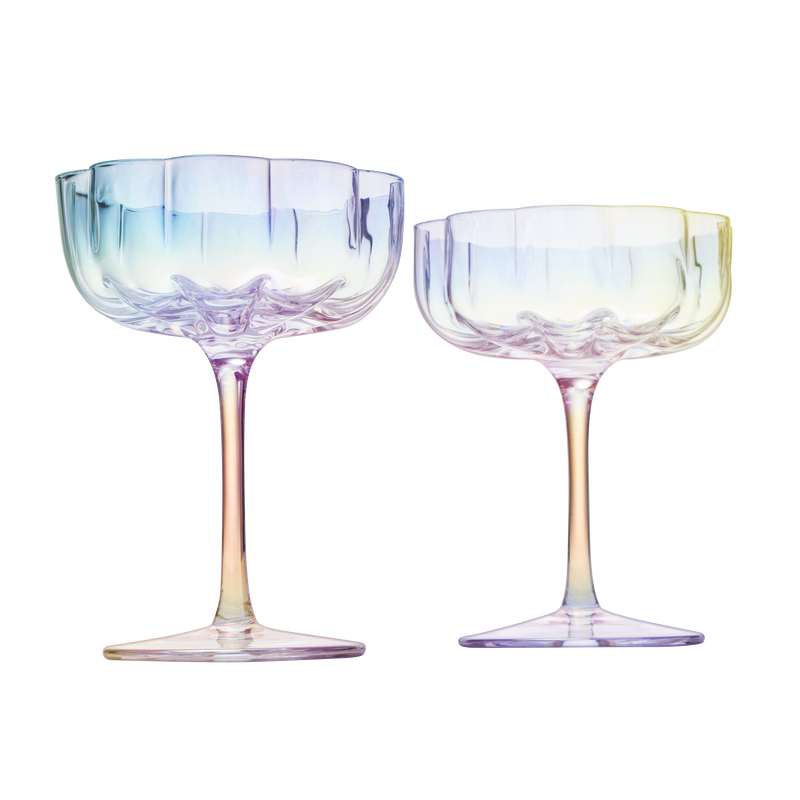 Flower Vintage Wavy Petals Wave Glass Coupes 7oz Colorful Cocktail, - – The  Wine Savant