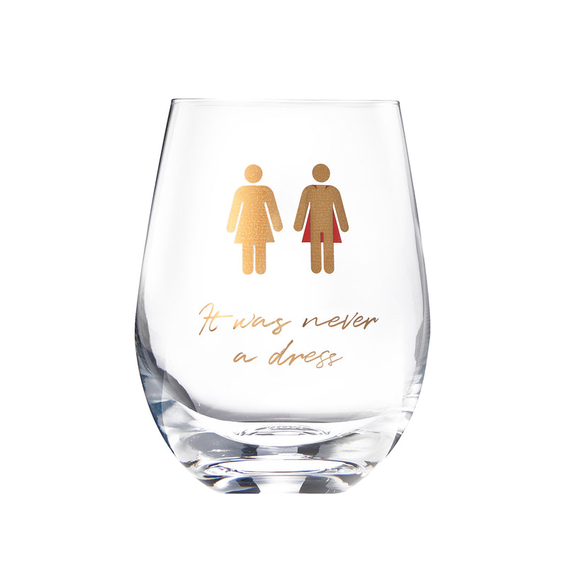 It Was Never a Dress, It Was Always a Cape Wine Glass, Gift for Mom, Women, Wife, Girlfriend, Empowering Feminist Mug - | Gifts for Friends RBG Wine Glass for Birthday, ItWasNeverADress