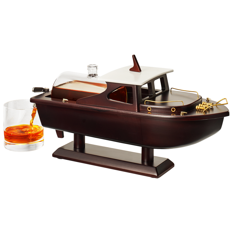Boat Ship Whiskey & Wine Decanter Ship - The Wine Savant Ship Decanter Set 800ml - Drink Dispenser for Wine, Whiskey, Ship In A Bottle Decanters Bar Set, Liquor Scotch Bourbon, Boating Mariner Gifts