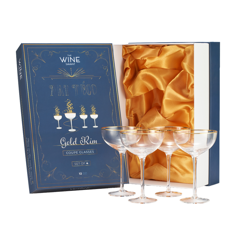 Vintage Crystal Champagne Coupe Glasses | Set of 6 | 4-5 oz Classic Cocktail Glassware - Martini, Manhattan, Cosmopolitan, Sidecar, Daiquiri | 1920s