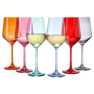 Sachi Green and Pink White Wine Glass (Set of 6)