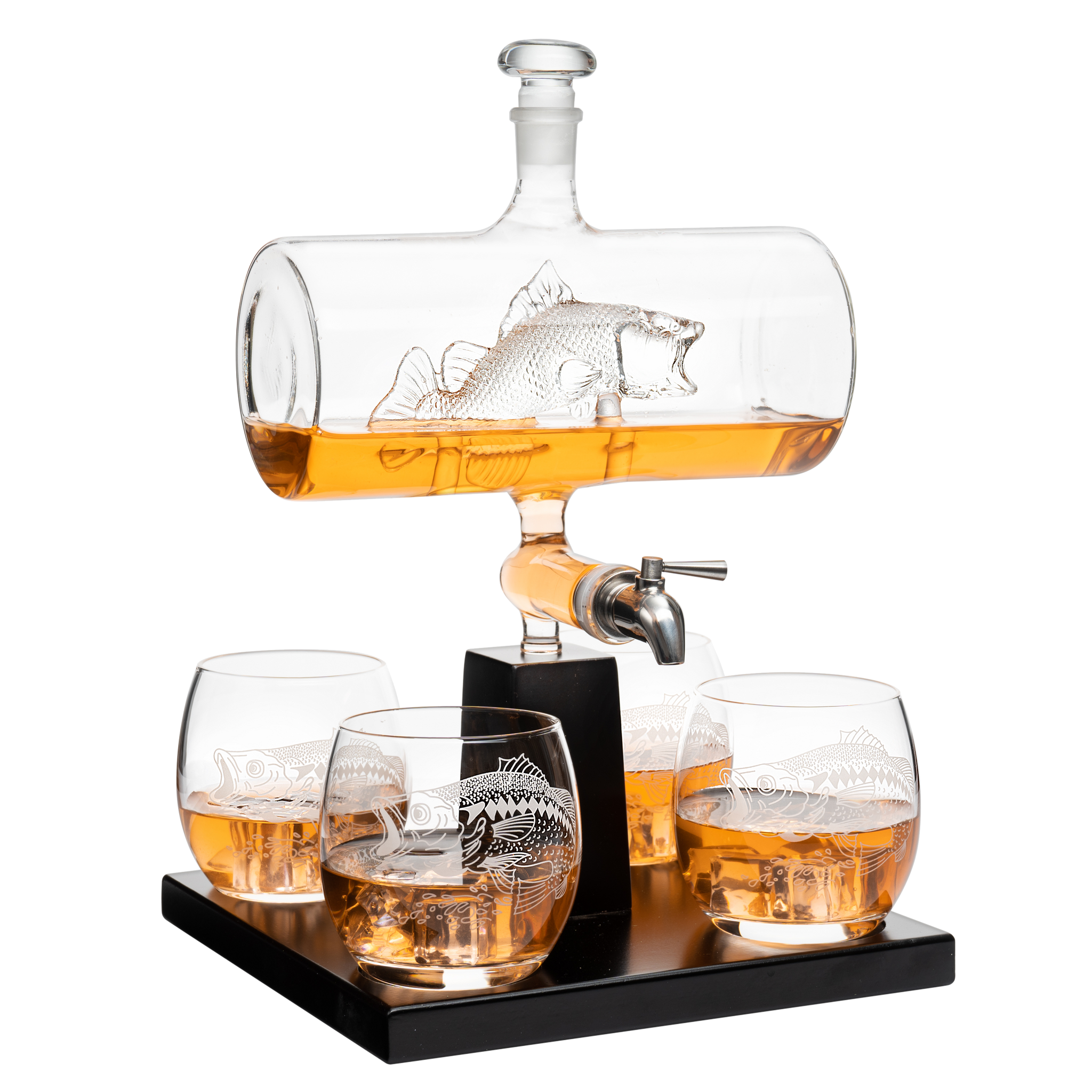 Fathers Day Decanter Set - Gift for Dad Who Likes Fishing - good Unique Gift for Fathers Day - Present for Dad Who Likes Bourbon Whiskey