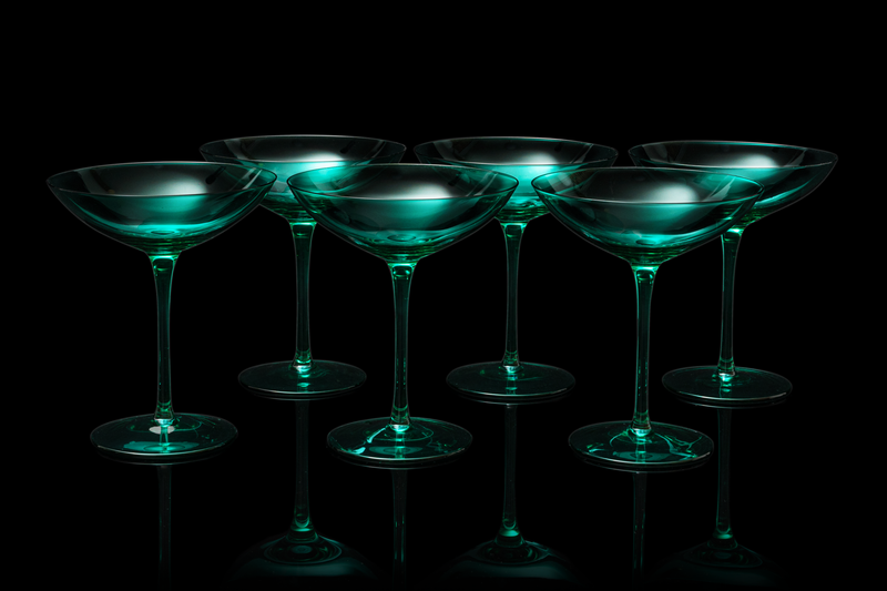 The Wine Savant Colored Vintage Glass Coupes 12oz Colorful Cocktail, M