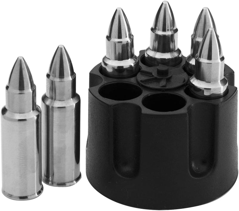  Bullet Shaped Bourbon Stones - Made of Stainless Steel - SUPER  COLD! XL 2.5 - 6-Pack Whiskey Rocks - Metal Ice Stone Cubes Chillers Scotch  - Valentine's Day gift for him: Home & Kitchen