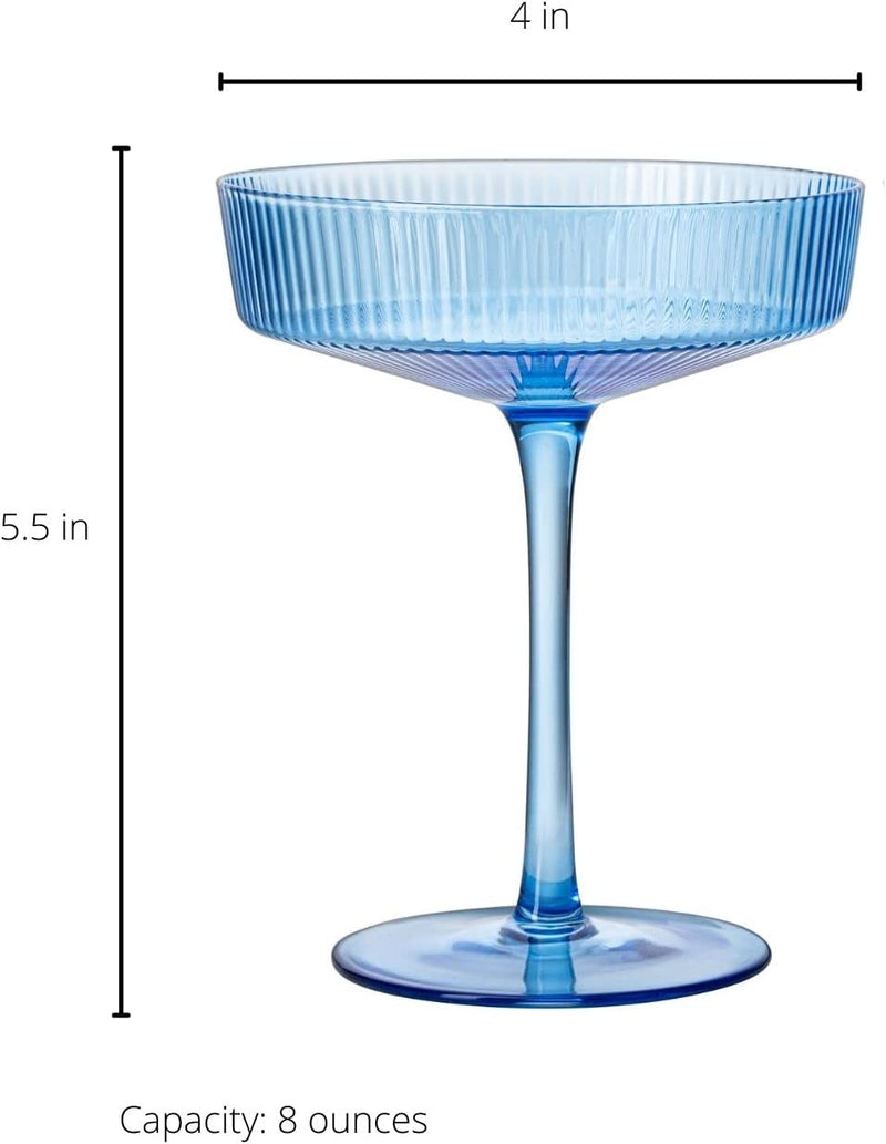 Art Deco Cocktail Glasses - Round Ripple Glasses (Set of 2)