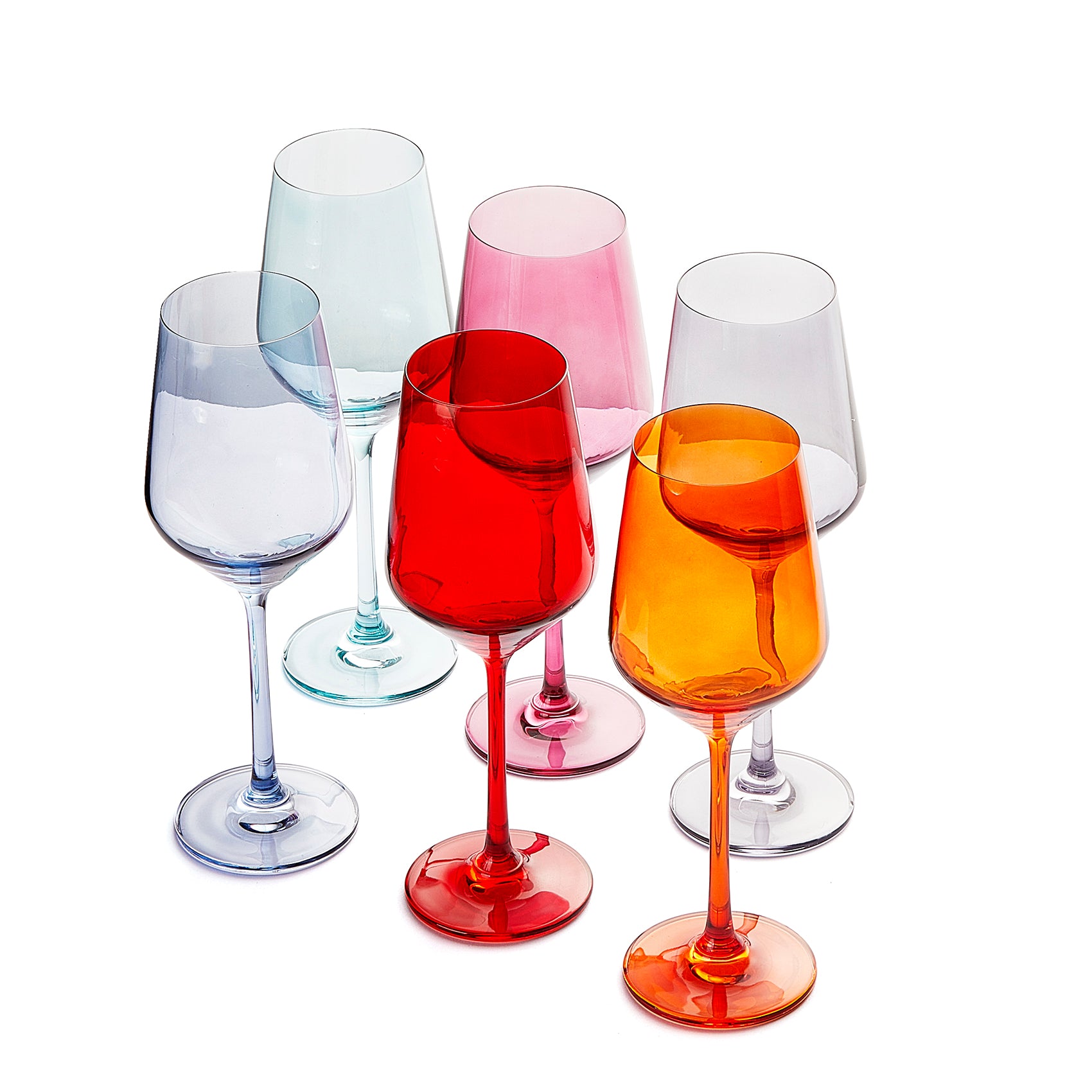 Colored Wine Glass Set, Large 12oz Bubble Glasses Set of 6, Unique Ita –  The Wine Savant