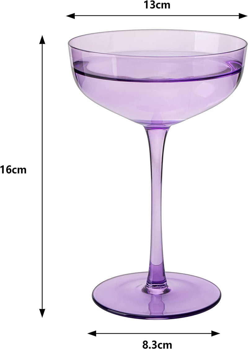 The Wine Savant Colored Coupe Glass | 7oz | Set of 4 Colorful Champagne &  Cocktail Glasses, Fancy Manhattan, Crystal Martini, Cocktails Set,  Margarita