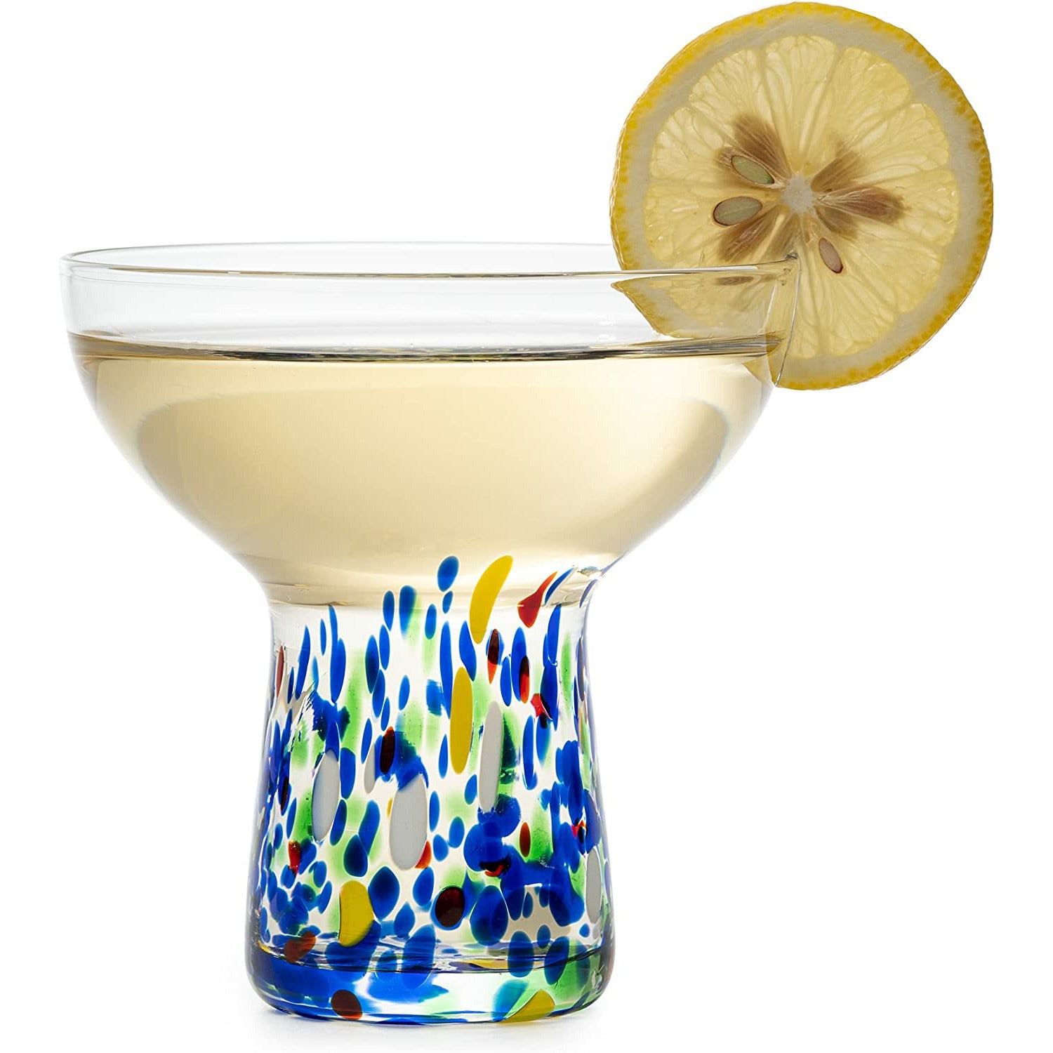 Stemless Margarita Glass Set Of 4 Luxury Hand Blown Confetti Marga