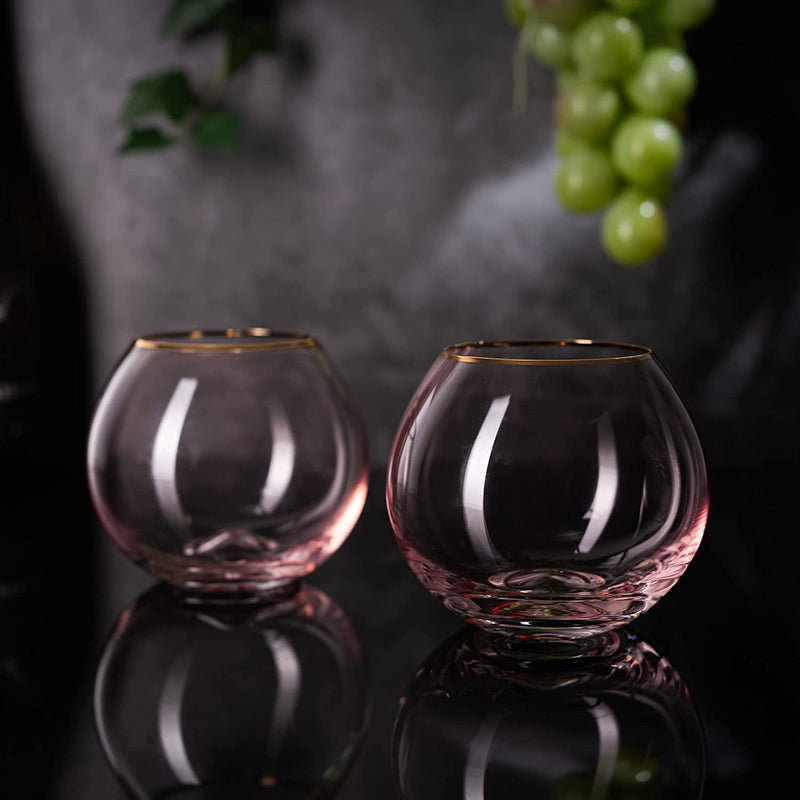 The Wine Savant - Art Deco Colored Stemmed Crystal Wine Glasses - Gilded  Rim & Gold Stem - Set of 4 - 18 oz
