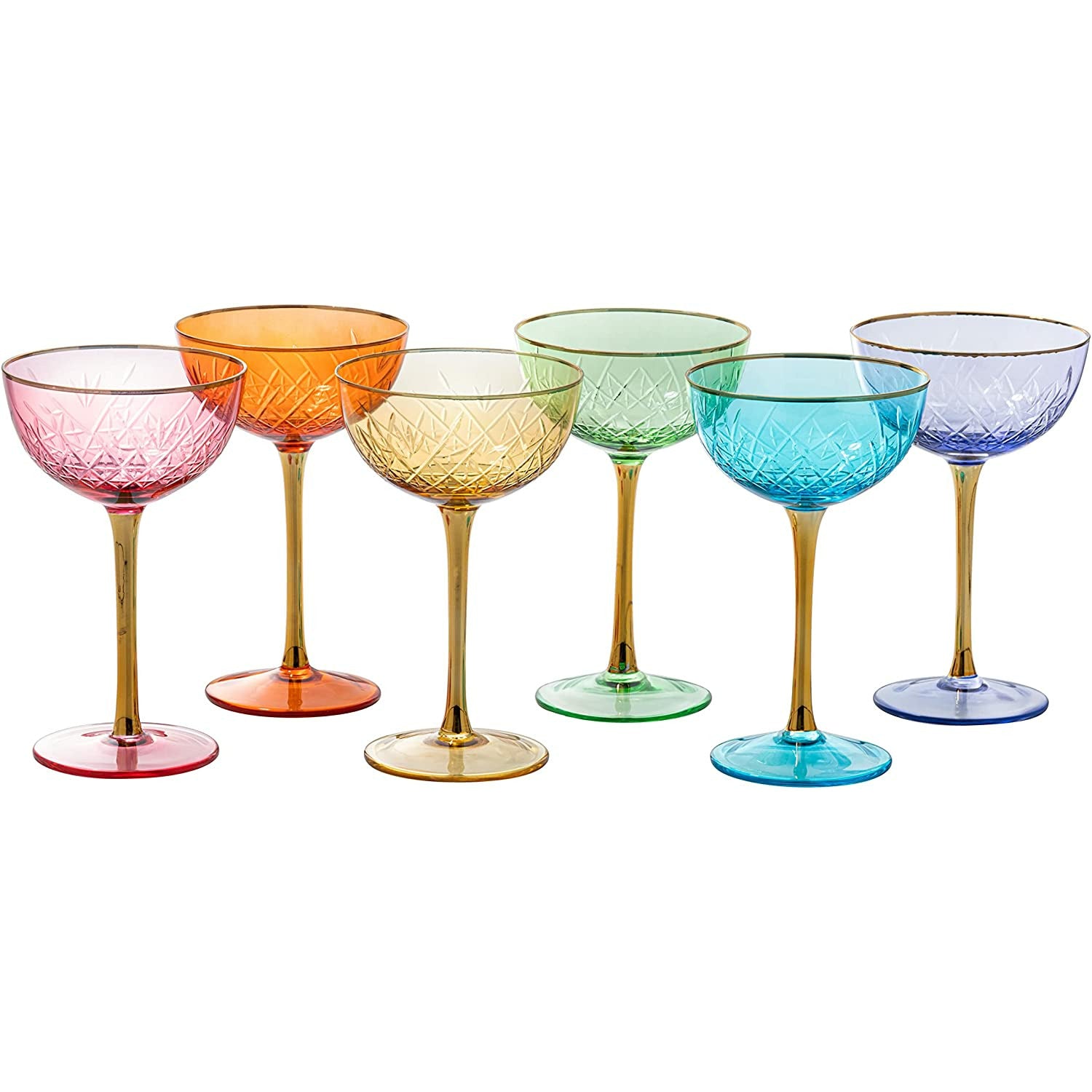 Chouggo Set of 6 Martini Glasses, Act Deco 7Oz Crystal Coupe  Glass with Unique Convex Bottom, Elegant Hand Blown Cocktail Glasses for  Bar, Martini, Cosmopolitan, Manhattan, Gimlet, Pisco Sour: Martini