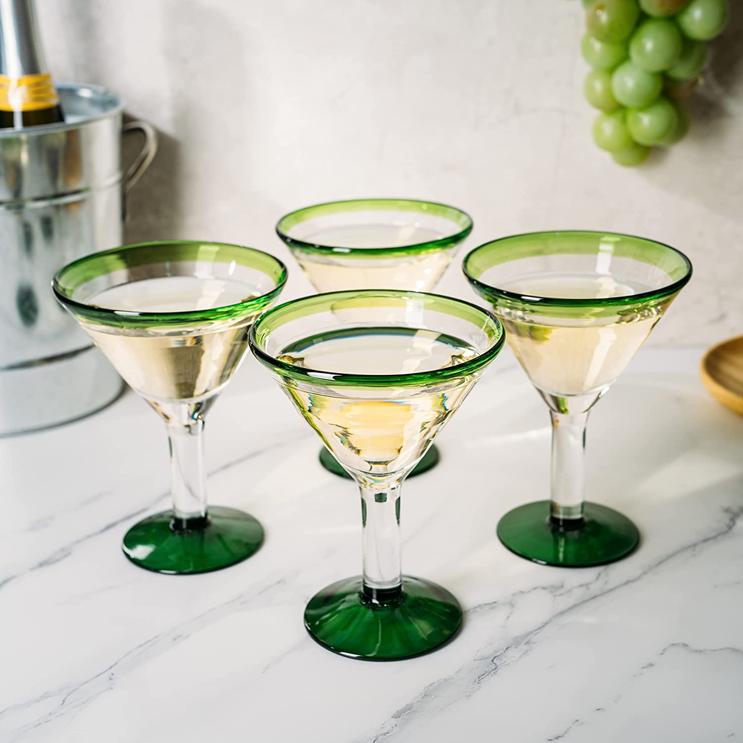 Margarita Cocktail Glasses, Party Colored Rims Cocktail Glasses 12oz S –  The Wine Savant