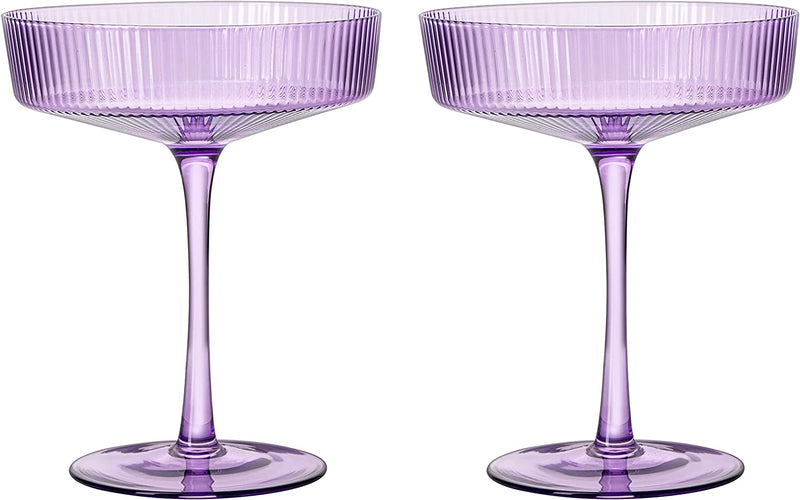 Ribbed Coupe Cocktail Glasses 8 oz, Set of 4