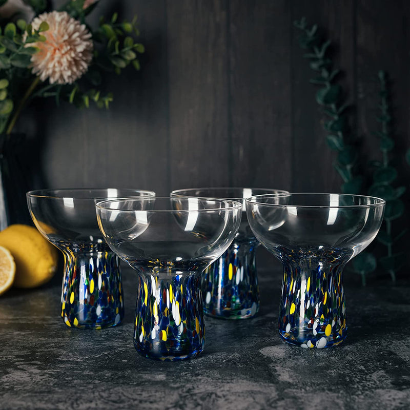 Stemless Margarita Glass – Set of 4 - Luxury Hand Blown Confetti
