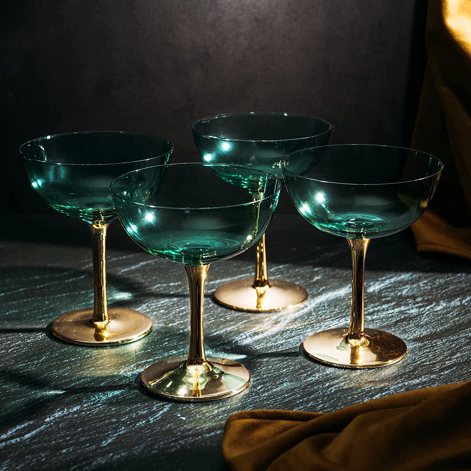 Art Deco Wine Glasses, Set of 9