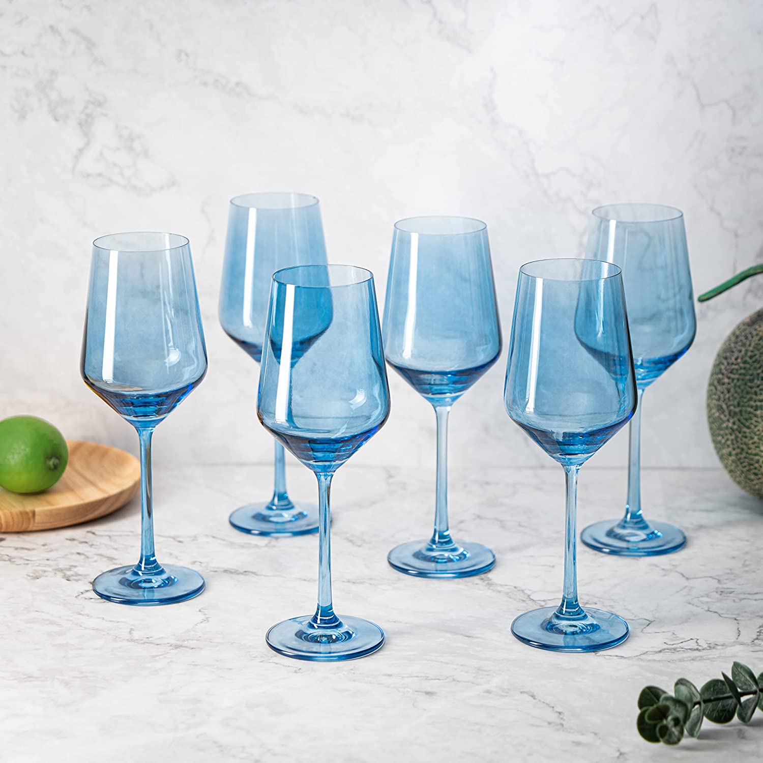 Colored Wine Glass Set,12 oz Glasses Set of 6, Unique Italian Style Ta –  The Wine Savant