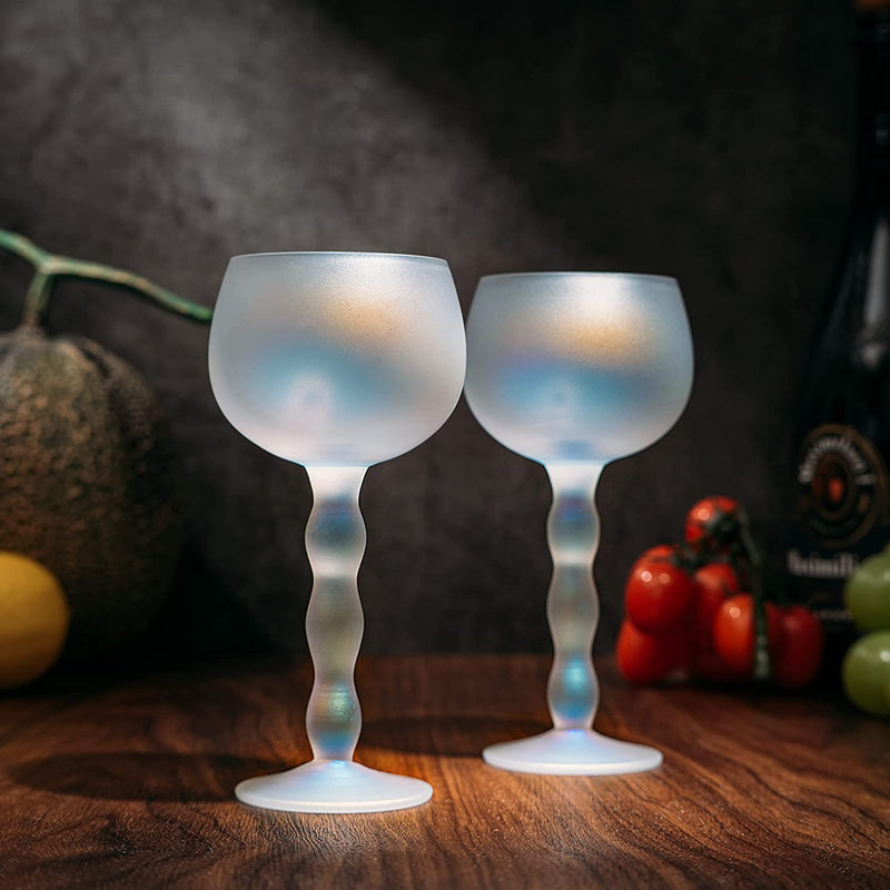 The Wine Savant Aesthetic Cloud Elegant Crystal Wine & Water Glasses, Hand  Blown, Premium Trendy Sand Blasted Glasses - Stemmed Red White Wine