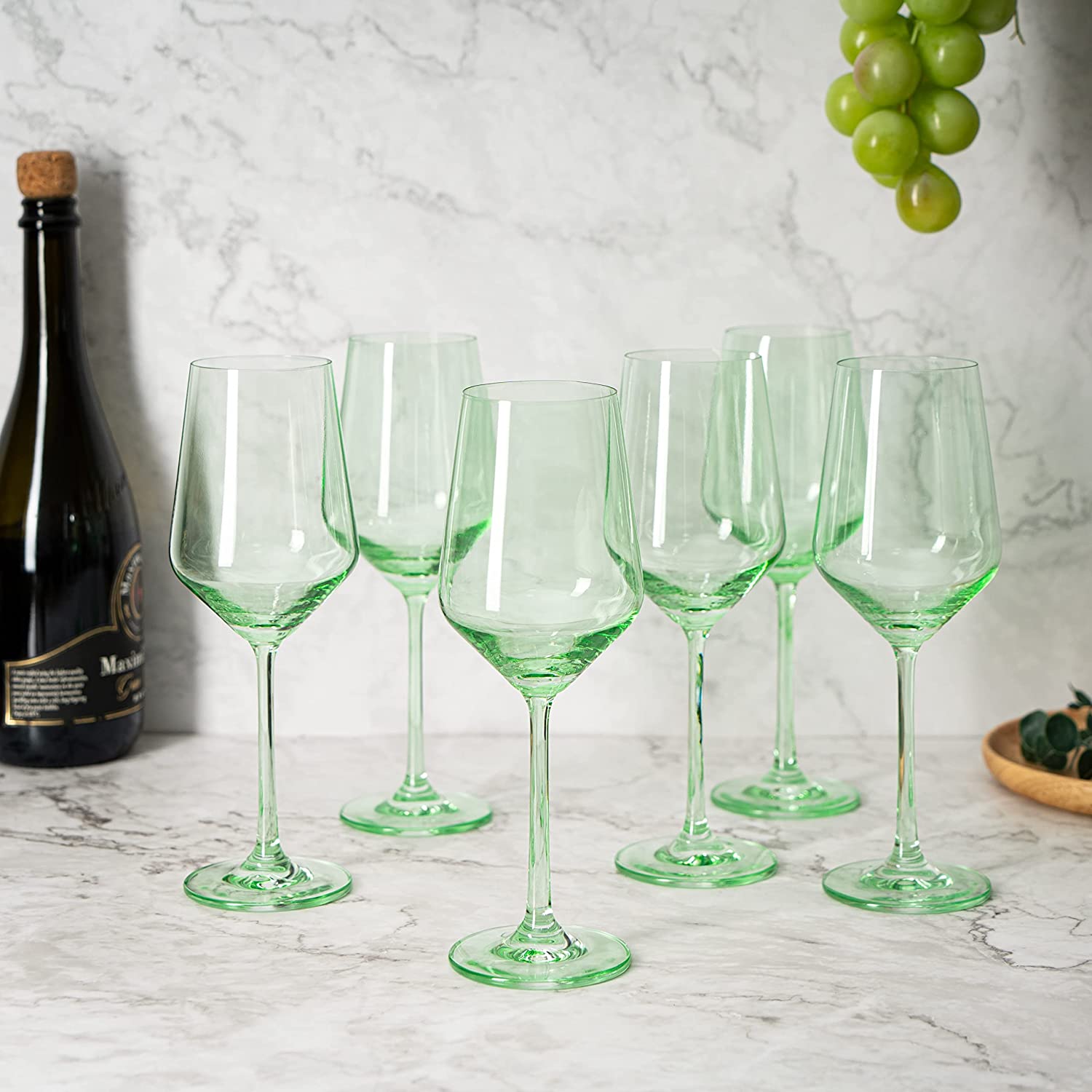 Set of 6 Smoked Square Shaped Wine Glasses