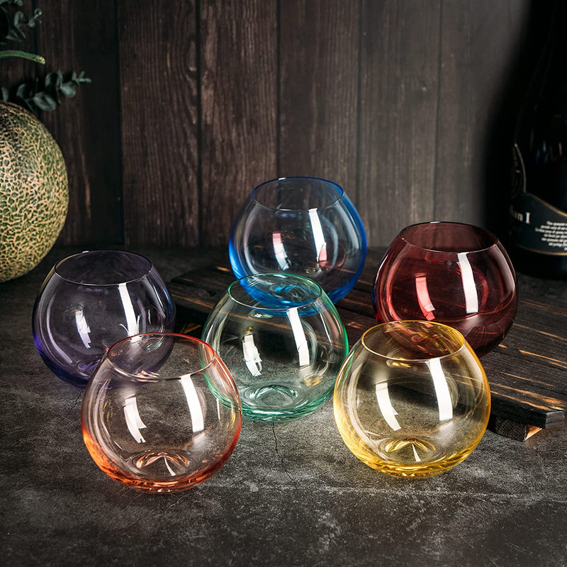 Colored Wine Glass Set, Large 12oz Bubble Glasses Set of 6, Unique