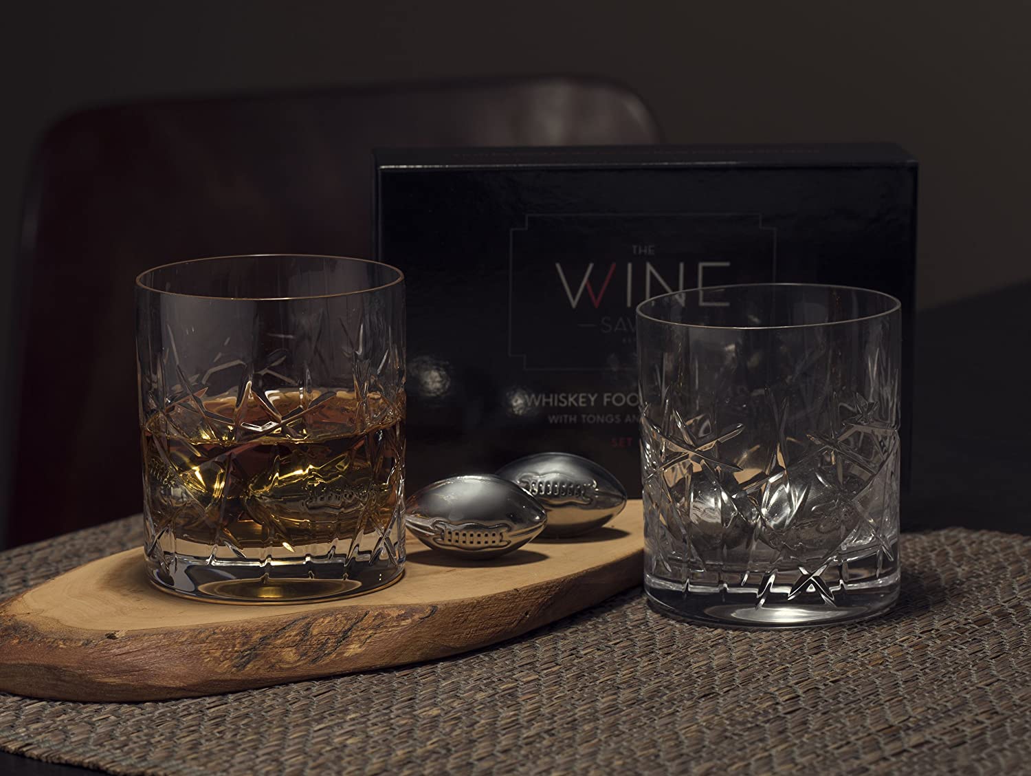Whiskey Stones Gift Set for Men, by The Wine Savant, 6 Stainless Steel