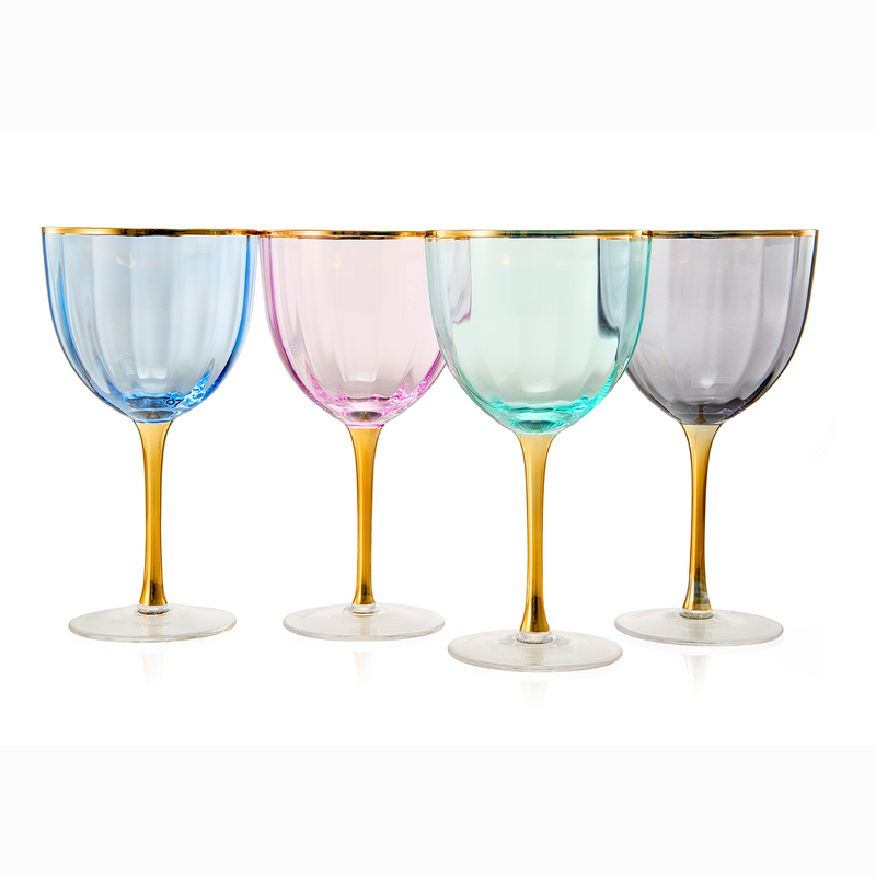 Vintage Diamond Design Short Stem Wine Glass - Set of 4