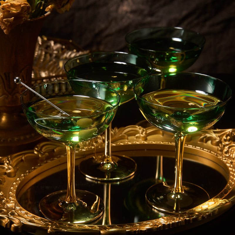 4 Libbey Green Wine Glasses Set of 4 Emerald Green Wine Glasses