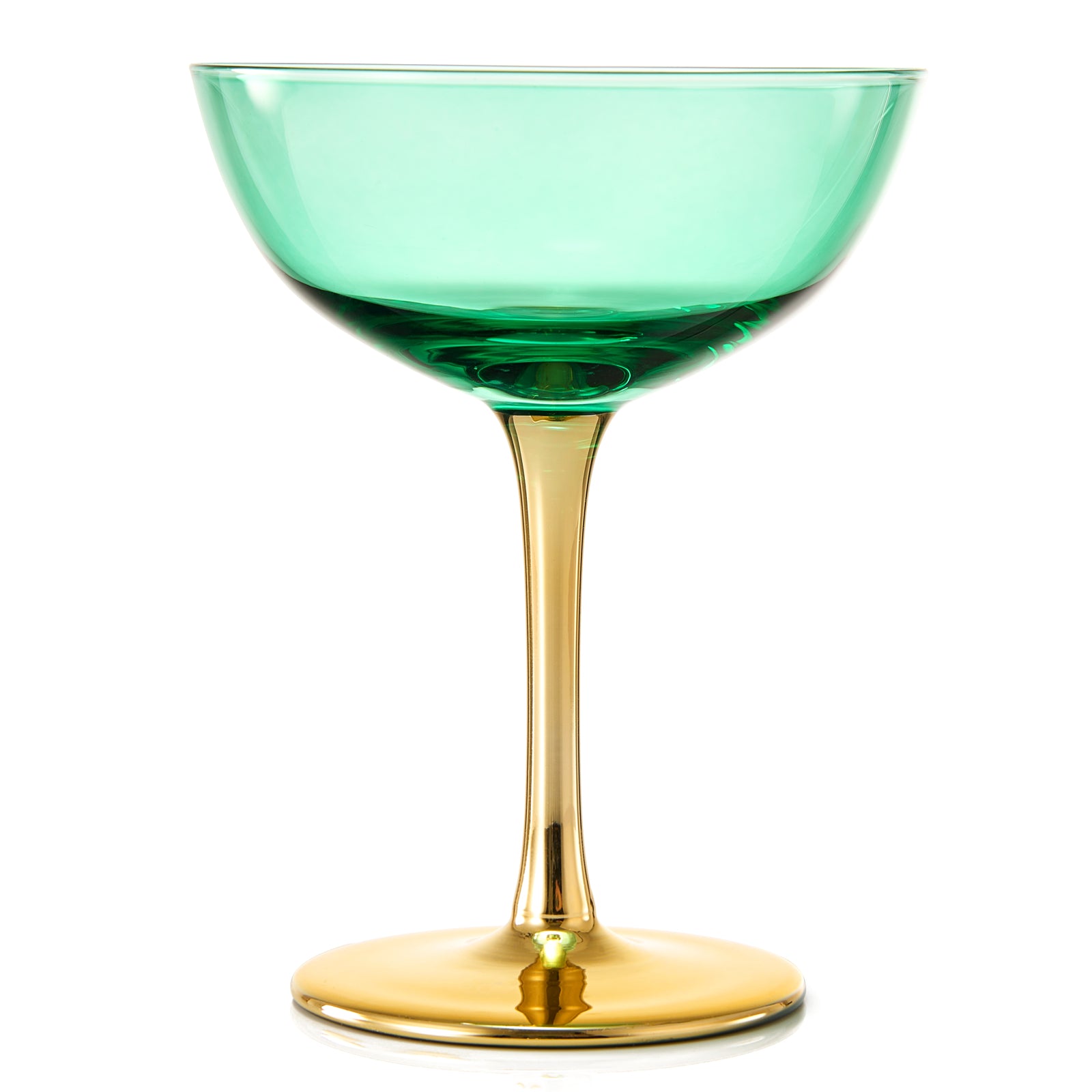 Colored Art Deco Cocktail Glasses, Gold Rimmed Vintage Martini Set