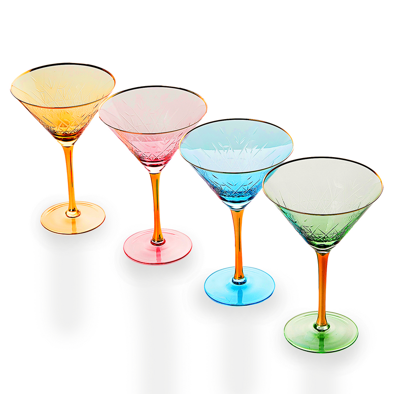 Crystal Martini Glasses Colored - Set of 4 - Stemmed Multi-Color Glass –  The Wine Savant